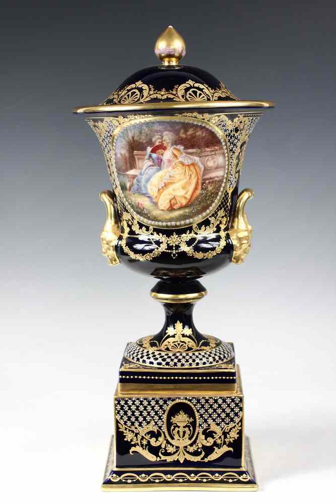 Appraisal: URN - Tall Royal Vienna Covered Urn in cobalt blue