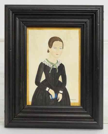 Appraisal: Watercolor on paper ''Girl in a Black Dress'' by noted