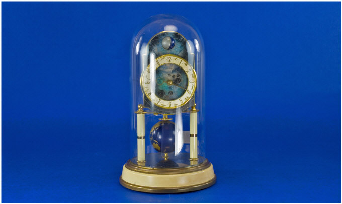 Appraisal: Kaiser Planets Clock Within a glass dome inches in height