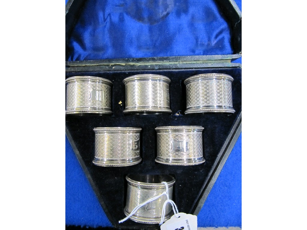 Appraisal: Cased set of six EP napkin rings