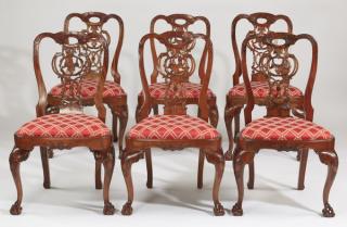 Appraisal: Chippendale style upholstered side chairs Set of six Chippendale style