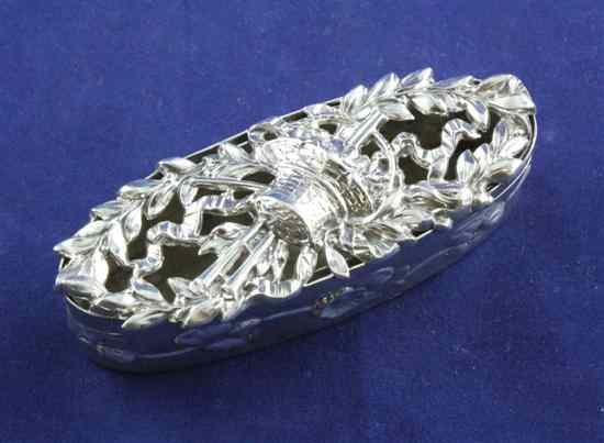 Appraisal: A George V silver oval pot pourri box by William