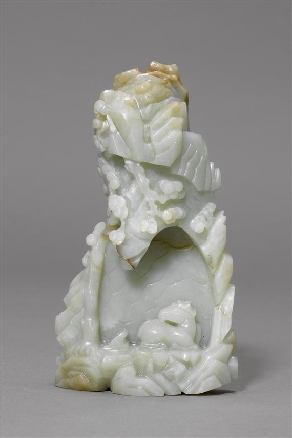 Appraisal: JADE CARVING China th c H cm Celadon jade with