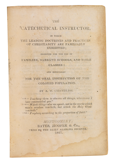 Appraisal: SLAVERY AND ABOLITION--RELIGION CHAMBLISS A W The Catechetical Instructor In