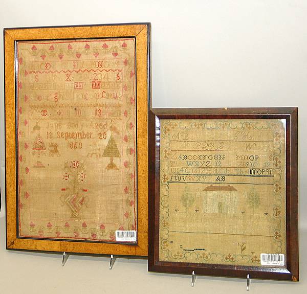 Appraisal: Two framed alphabet samplers The first sampler worked with an