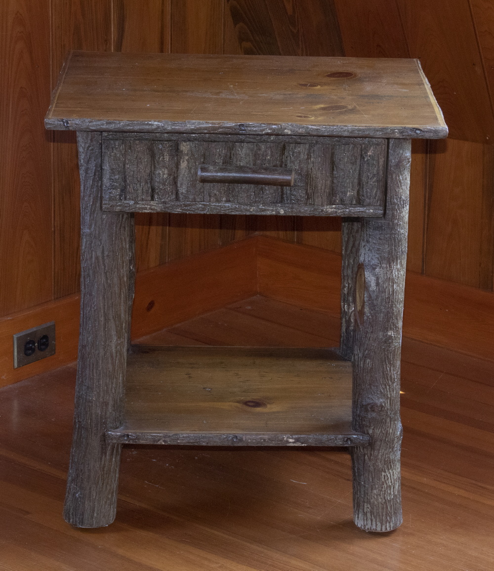 Appraisal: ADIRONDACK SINGLE DRAWER STAND Rustic Style One-Drawer Table possibly by