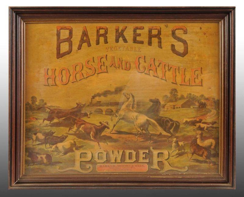 Appraisal: Barker's Horse Cattle Powder Poster Description s to s Paper