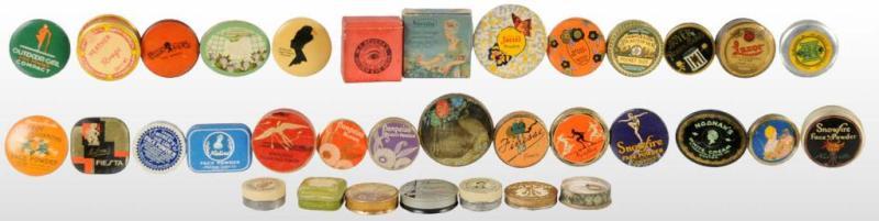 Appraisal: Lot of Small Cosmetic Tins Description Outstanding grouping with many