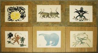 Appraisal: set of Cape Dorset Inuit Mid-Century framed prints incl Pitseolak