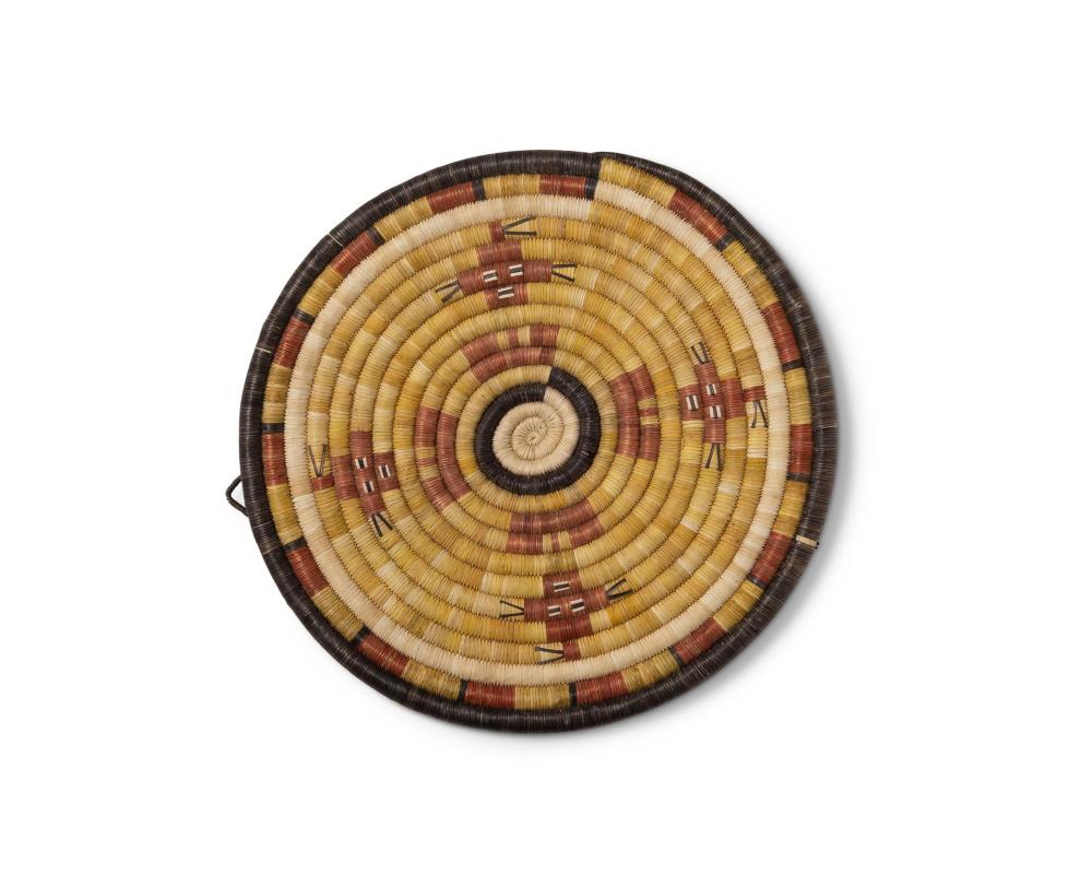 Appraisal: A polychrome Hopi katsina basketry wall plaque th Century A