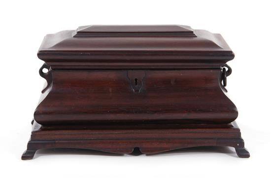 Appraisal: English rosewood double tea caddy th century fitted interior on