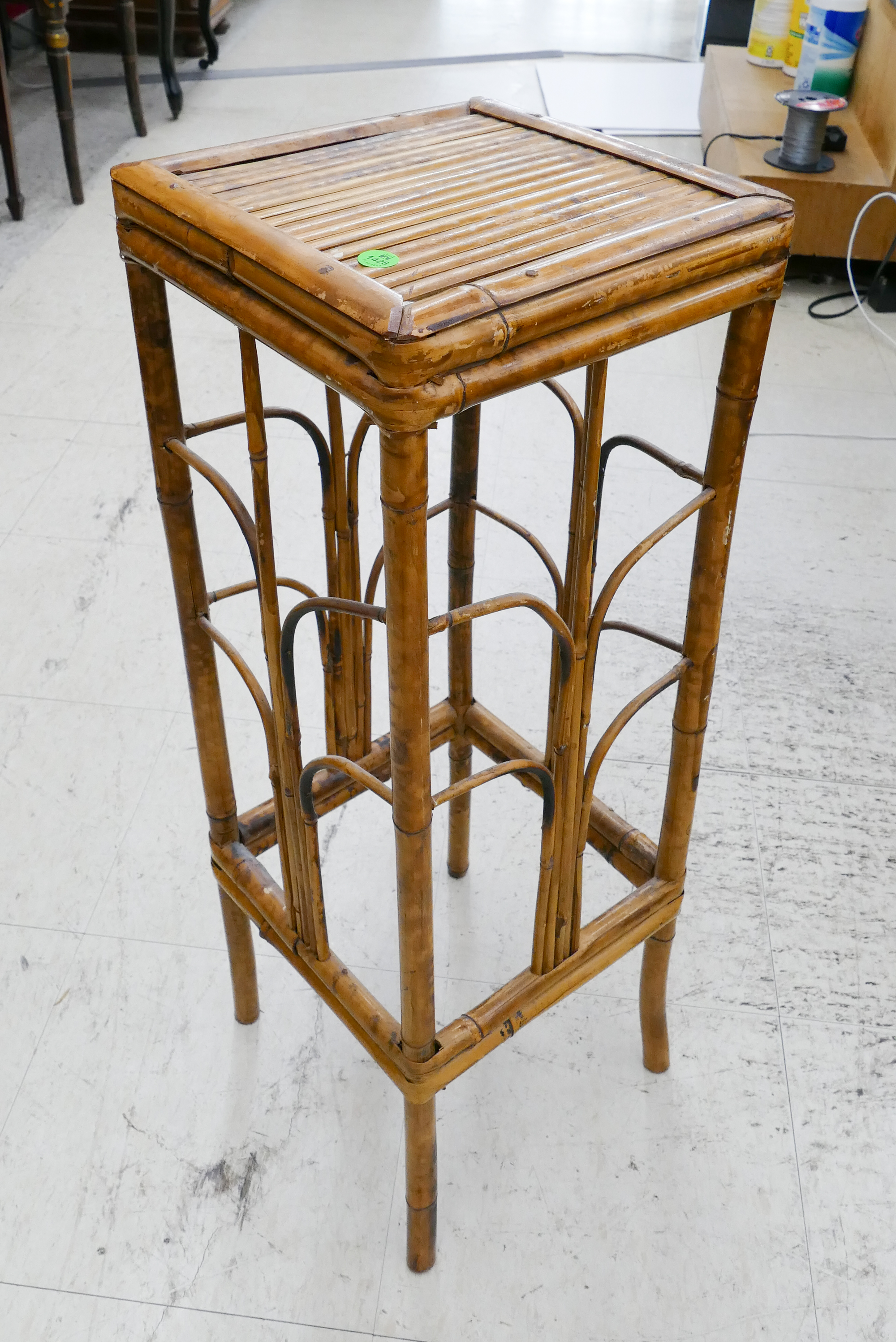 Appraisal: Vintage Rattan Square Plant Stand- x ''