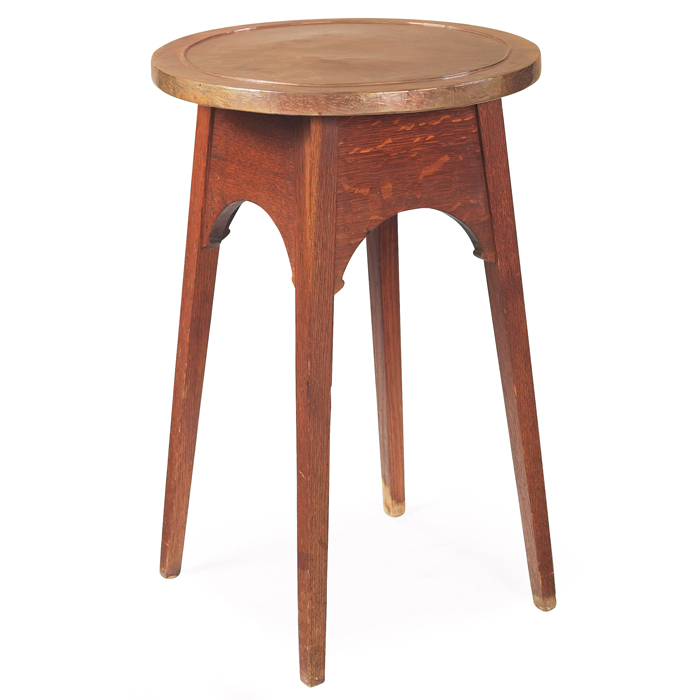 Appraisal: Stickley Brothers drink stand circular copper-top above a wide arched