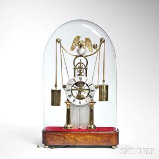 Appraisal: Musical French Weight-powered Skeleton Clock Moinau et Degrege No c