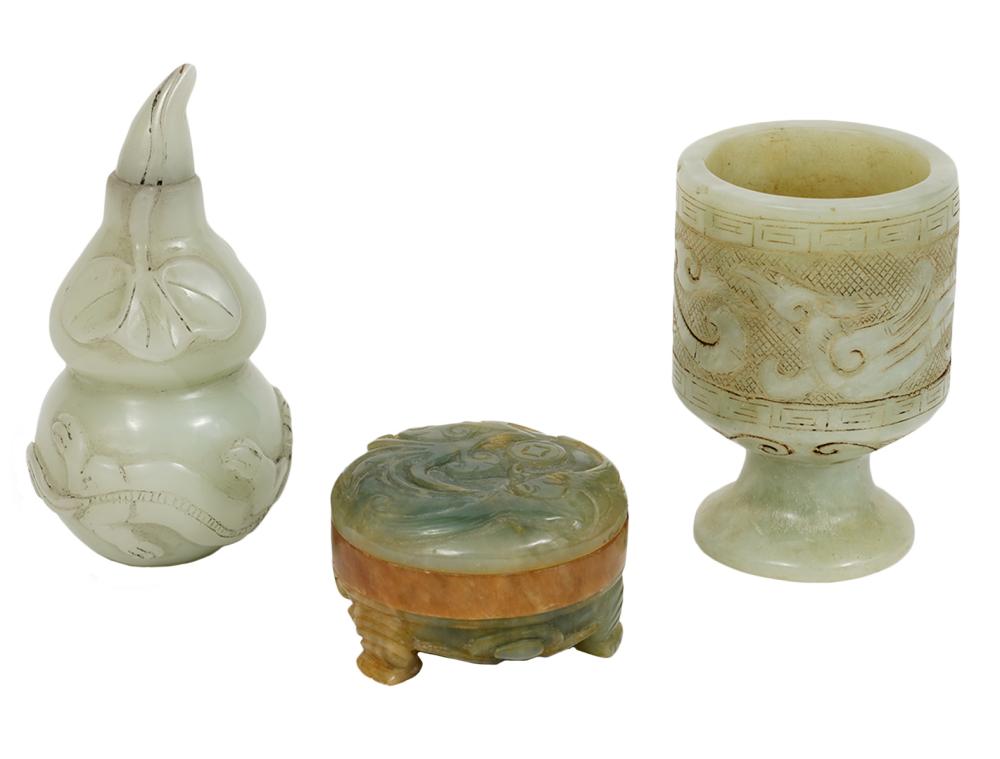 Appraisal: CHINESE CARVED JADE PIECES jade pieces consisting of carved archaic