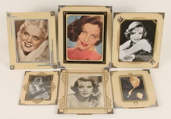 Appraisal: Six Art Deco frames including Hollywood leading ladies studio photos