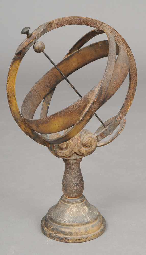 Appraisal: CONTINENTAL IRON ARMILLARY SPHERE Of typical form raised on a