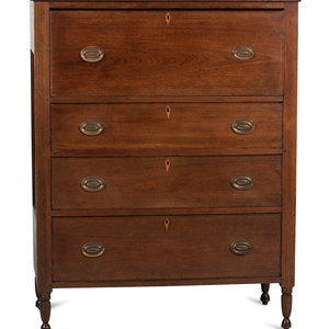 Appraisal: A Late Federal Paneled Walnut Tall Chest of Drawers Circa