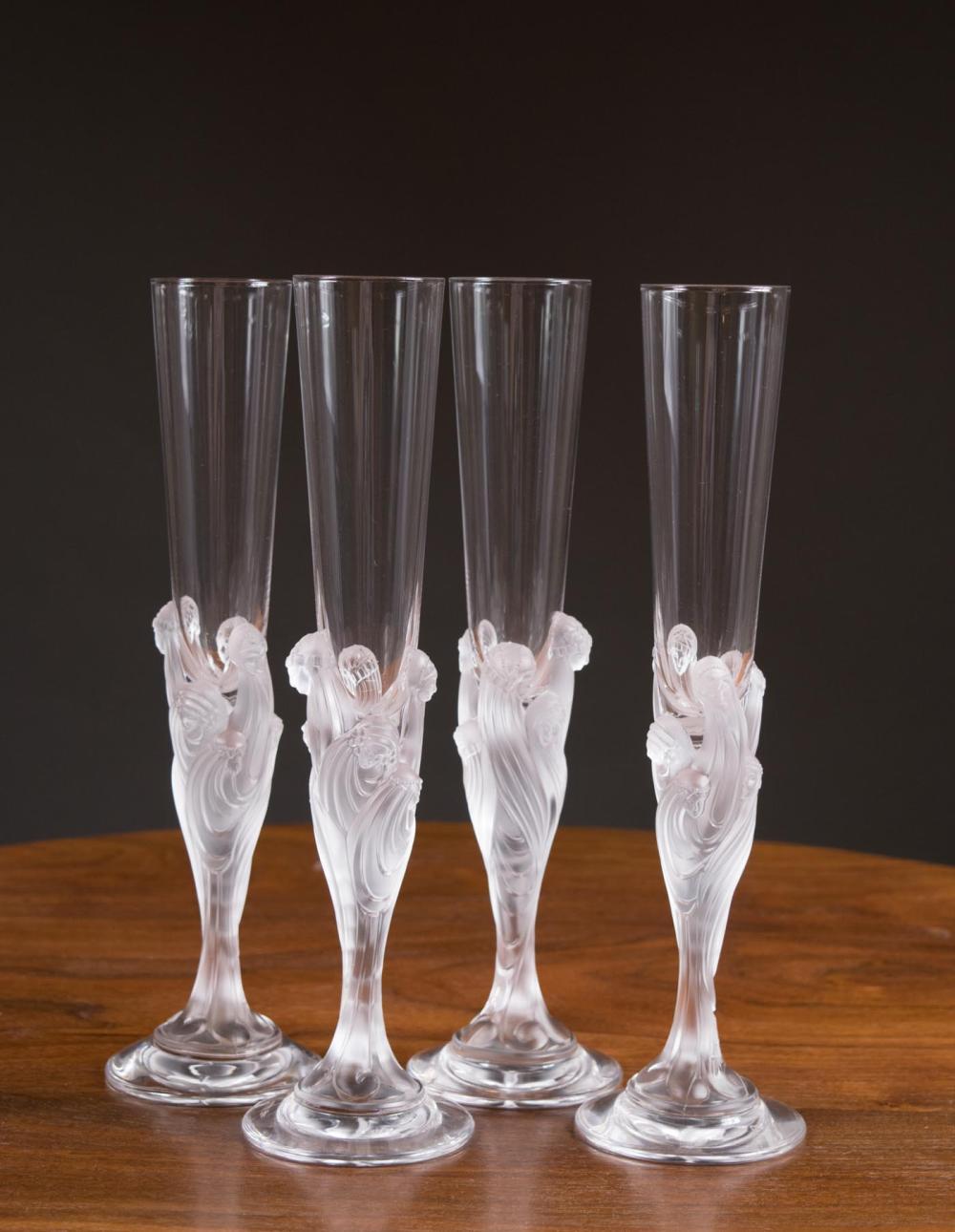 Appraisal: SET OF FOUR ERTE Crystal FLUTE MAJESTIQUE Seven Faces of