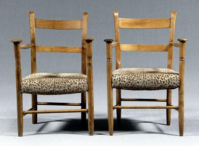 Appraisal: Pair ladder back open armchairs maple and other mixed woods