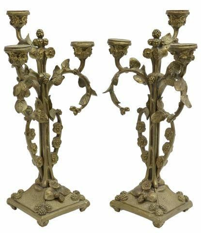 Appraisal: lot of French Art Nouveau bronze candelabra early th c