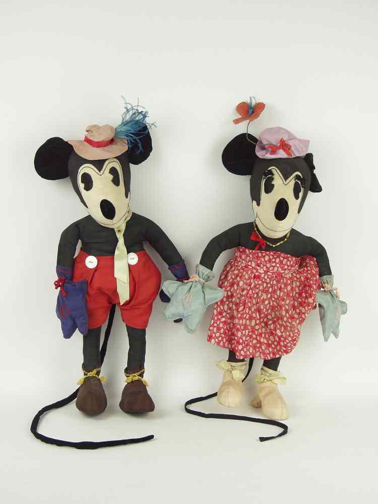 Appraisal: DOLLS - Pair of large handmade circa - s Mickey