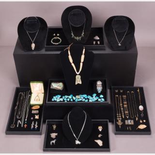 Appraisal: A Collection of Gold Plated Silver Turquoise and Semi-Precious Stone