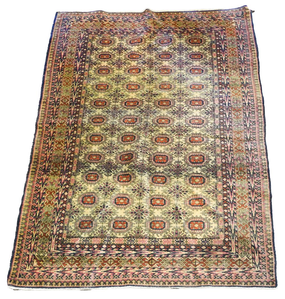 Appraisal: BEIGE ORANGE PERSIAN-STYLE RUGwool on cotton ' '' X '