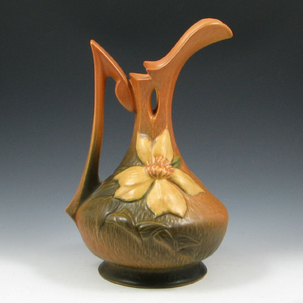 Appraisal: Roseville Clematis - Ewer - Mint Roseville brown Clematis ewer