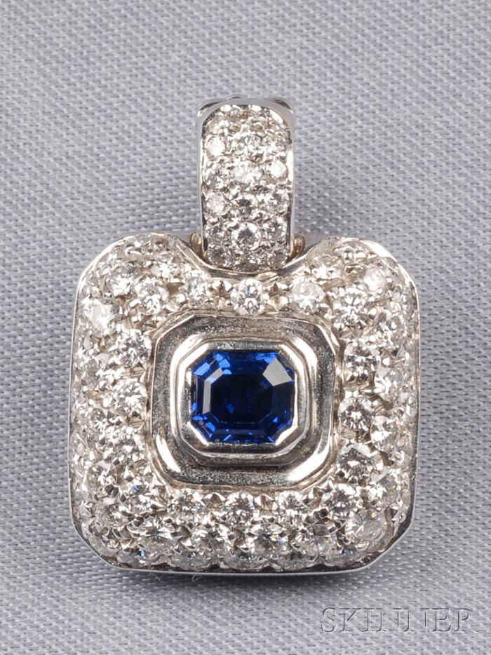 Appraisal: kt White Gold Sapphire and Diamond Pendant Leo Pizzo set