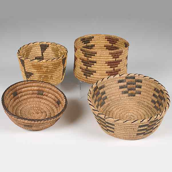 Appraisal: Southwestern Baskets lot of including three Tohono O'odham baskets height