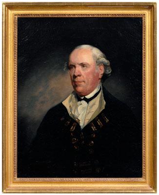 Appraisal: Portrait Admiral Samuel Barrington circa unsigned oil on plain-weave canvas