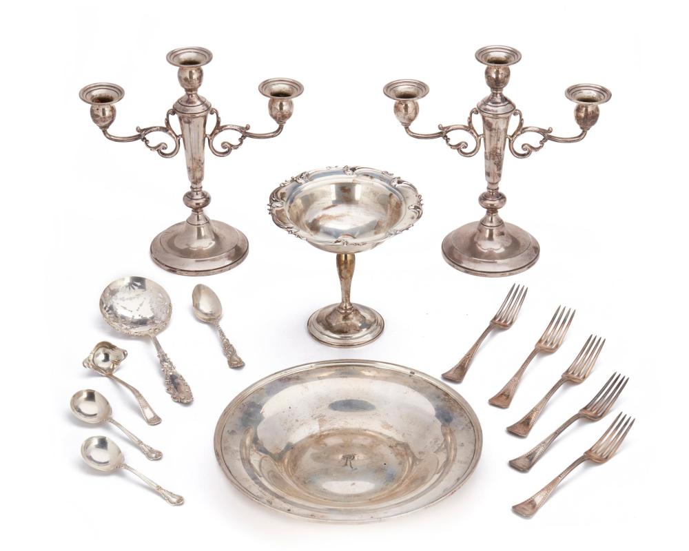 Appraisal: A group sterling silver table items Late th th Century