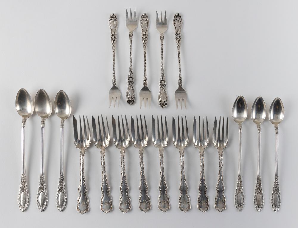 Appraisal: NINETEEN PIECES OF AMERICAN STERLING SILVER FLATWARE APPROX TOTAL TROY