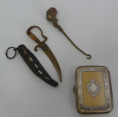 Appraisal: A silver and ivory cased purse and sundry small decorative