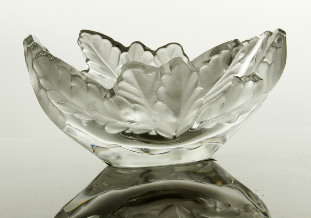 Appraisal: - Lalique Compeigne Bowl Lalique Compeigne bowl glass with leaf