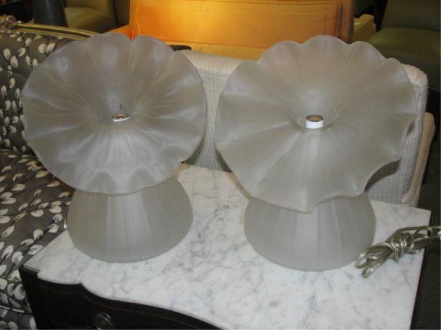 Appraisal: Pair of Glass Flower Form Lamps From a Long Island