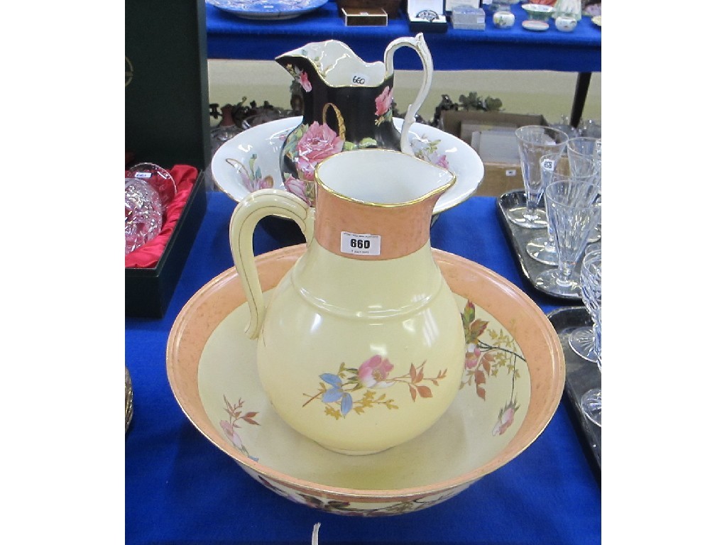 Appraisal: Copeland Spode rose decorated ewer and basin and a large