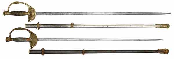 Appraisal: Model Field and Staff Swords Lot of Two '' blade