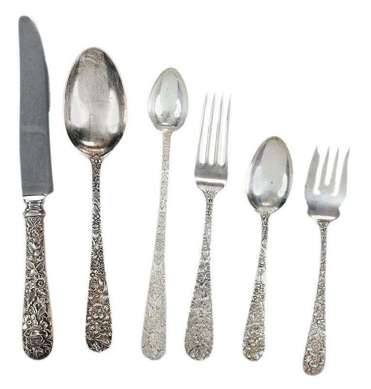 Appraisal: pieces Repousse Sterling Flatware American th century including Steiff all