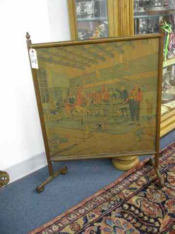 Appraisal: Victorian Fire Screen Englishtavern scene by Cecil Alden '' x