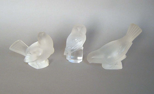 Appraisal: Three Lalique frosted glass paperweights all signed h h and