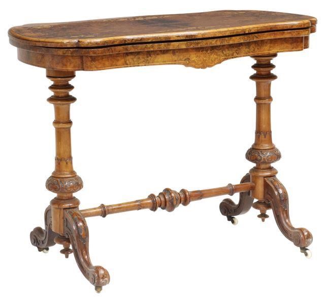 Appraisal: French Napoleon III period burlwood games table late th c