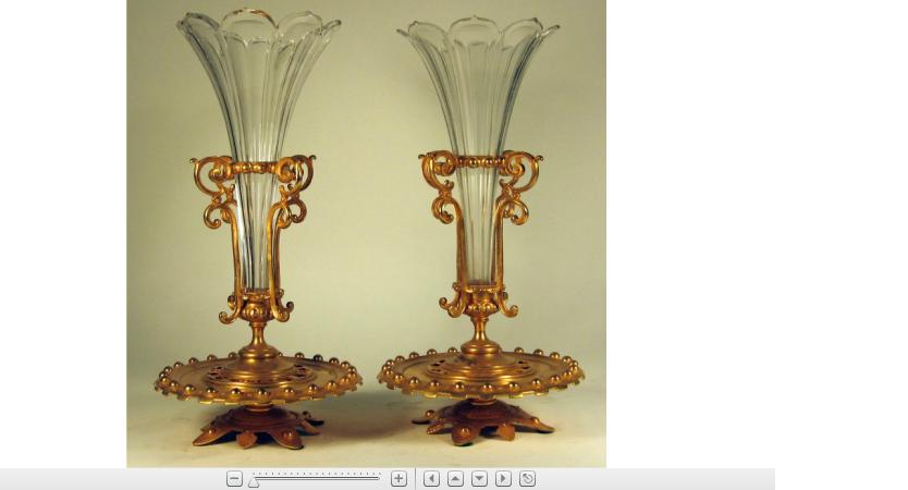 Appraisal: Pair of glass trumpet vases with gilt metal stands th