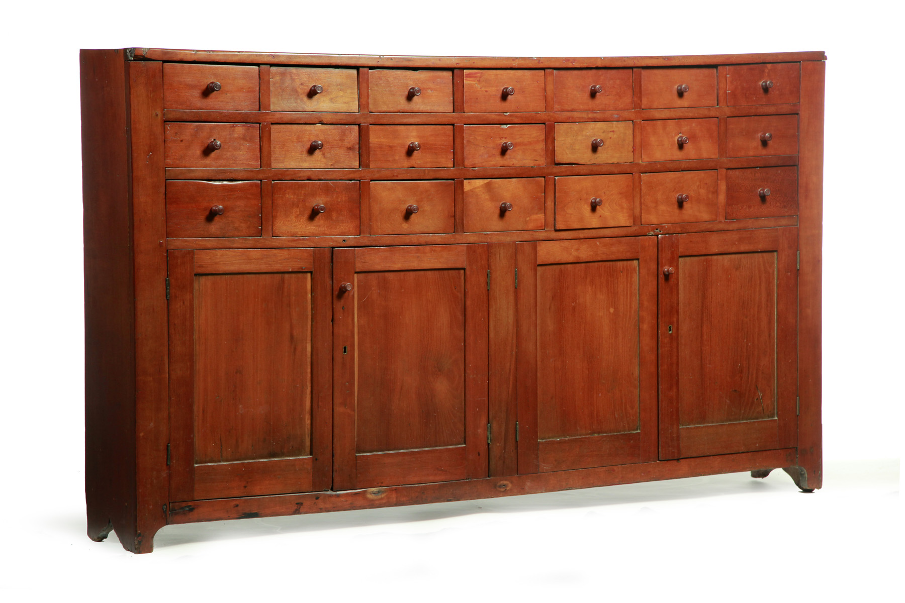 Appraisal: MIDWESTERN APOTHECARY OR HARDWARE CABINET Mid- th century cherry and