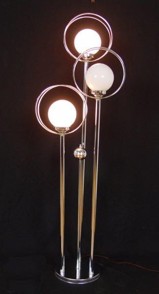 Appraisal: LIGHT CHROME MODERNE FLOOR LAMP '' h x '' x