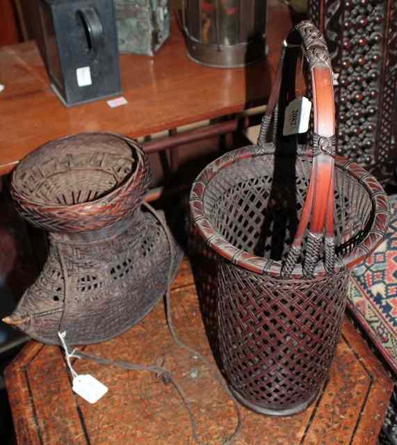 Appraisal: A SOUTH WEST CHINESE WOVEN FISH TRAP BASKET with decorated