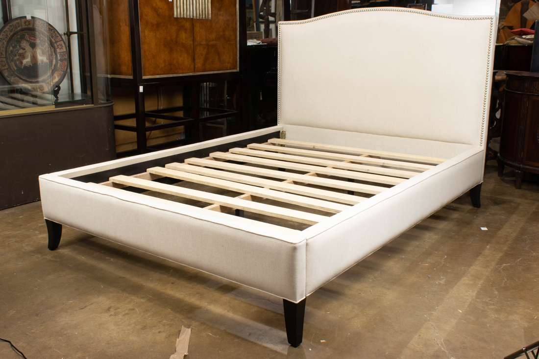 Appraisal: CRATE BARREL UPHOLSTERED BED FRAME Crate Barrel upholstered bed frame