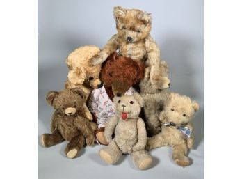 Appraisal: Seven vintage stuffed teddy bears including a musical bear a