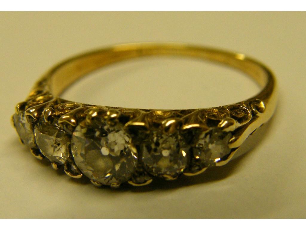 Appraisal: Period ct old cut diamond claw set five stone ring